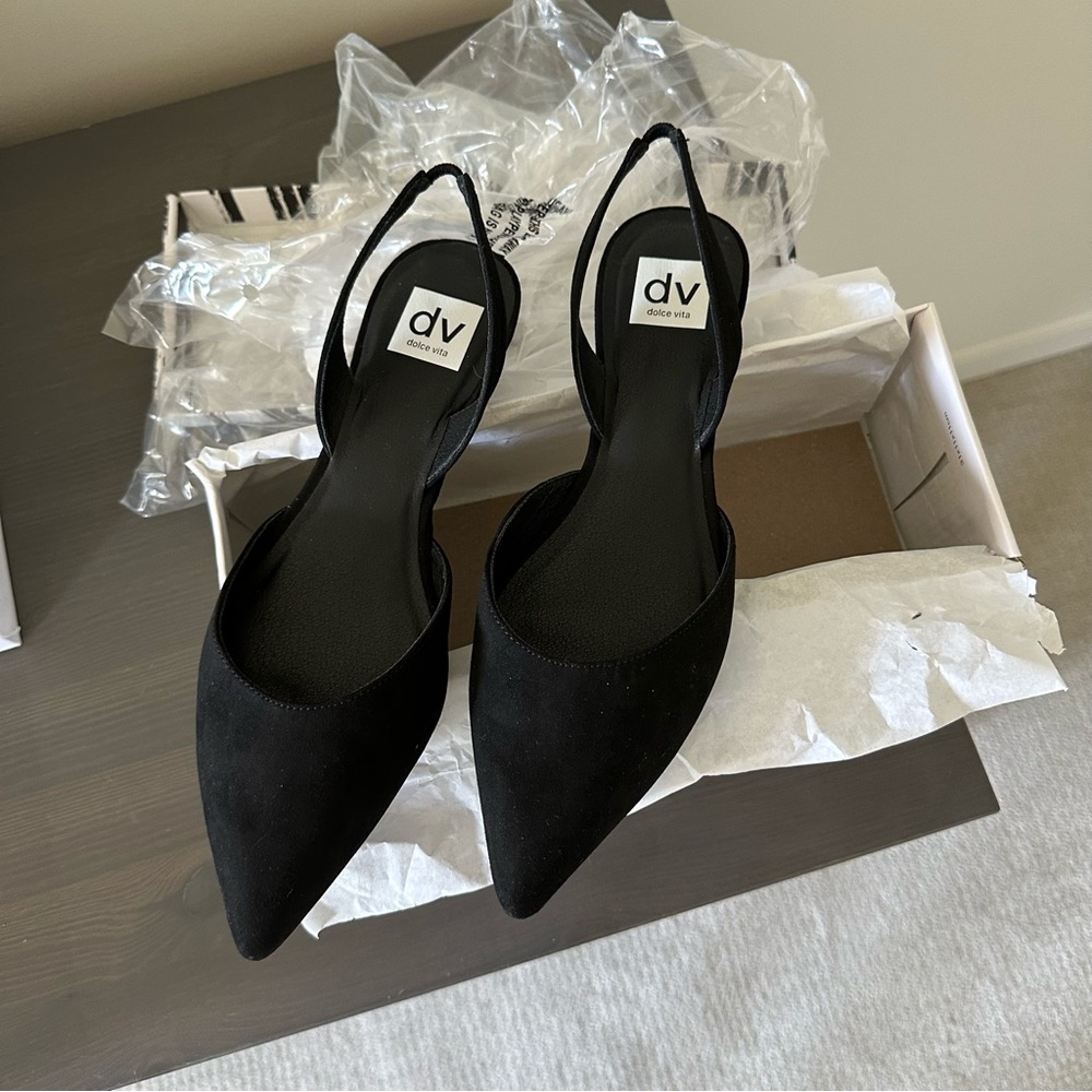 Dolce Vita Black Pointed Slingback Mules